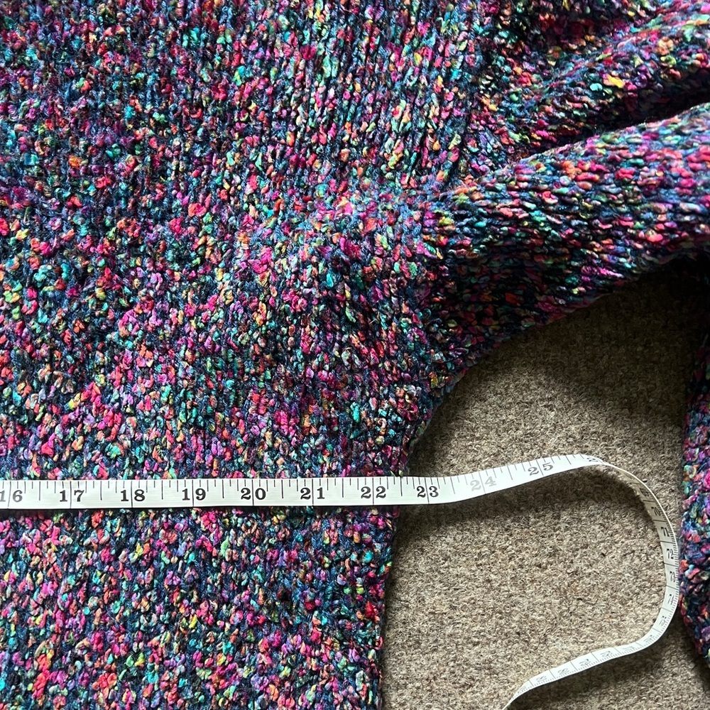 VTG 90s Express Tricot Multicolor Chenille Mock Neck Wool Blend Sweater Size Med - Picture 13 of 16